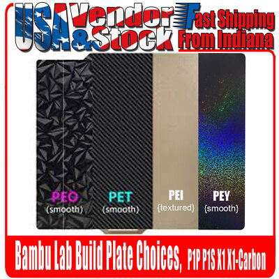 Build Plate Bambu Lab 257X257Mm Spring Steel, Pei, Pet, Ped Surface Choice