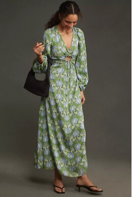 NWT Anthropologie Let me be size L Petite Long Sleeve Floral Cutout Maxi  Dress | eBay