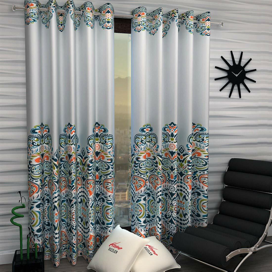 2 Piece Eyelet Polyester Door Curtain Set Multicolor