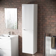Nes Home Bathroom 1500mm White Wall Hung Furniture Tall Storage Cabinet