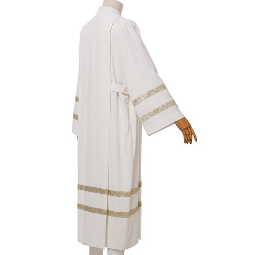 Christian Catholic Priest Pleated Alb Clergy Ivory White Robe Pastor Vestments - Picture 12 of 26