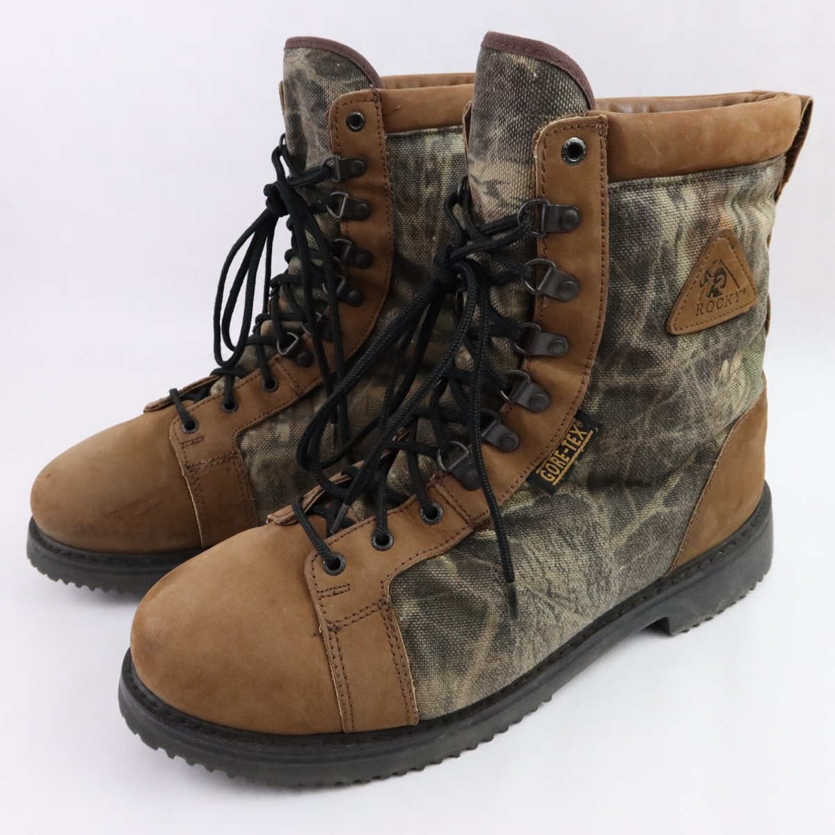 Rocky Hunting Boots Mens 14 Brown Leather Gore-Tex Camo 1000 