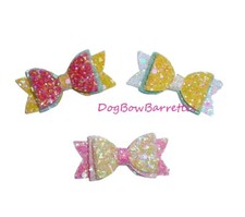 Puppy Bows small glitter mixed color pet dog hair bow bands or clip gl4