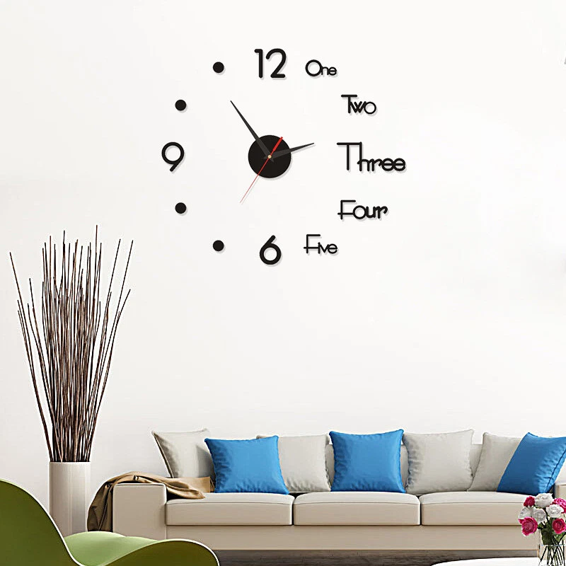 Reloj de noche de cuarzo de pared hágalo usted mismo 3D para decoración del hogar grande luminoso que brilla en la oscuridad Foto 2 de 4