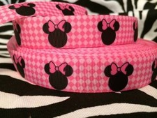 7/8" PINK MINNIE Inspired Grosgrain Ribbon