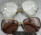 Vintage Metal Eyeglasses Oversized Drop Arm Gold Silver Lot Of 2
