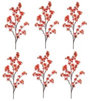 6Er Set KüNstliche KirschblüTen Magnolie Coral Rot H. 120Cm Emerald Kunstblumen