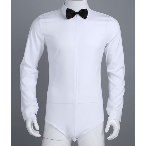 Men M-3XL Dancewear Latin Ballroom Dance Tops Rhythm Salsa Shirt Leotard Unitard - Picture 6 of 15