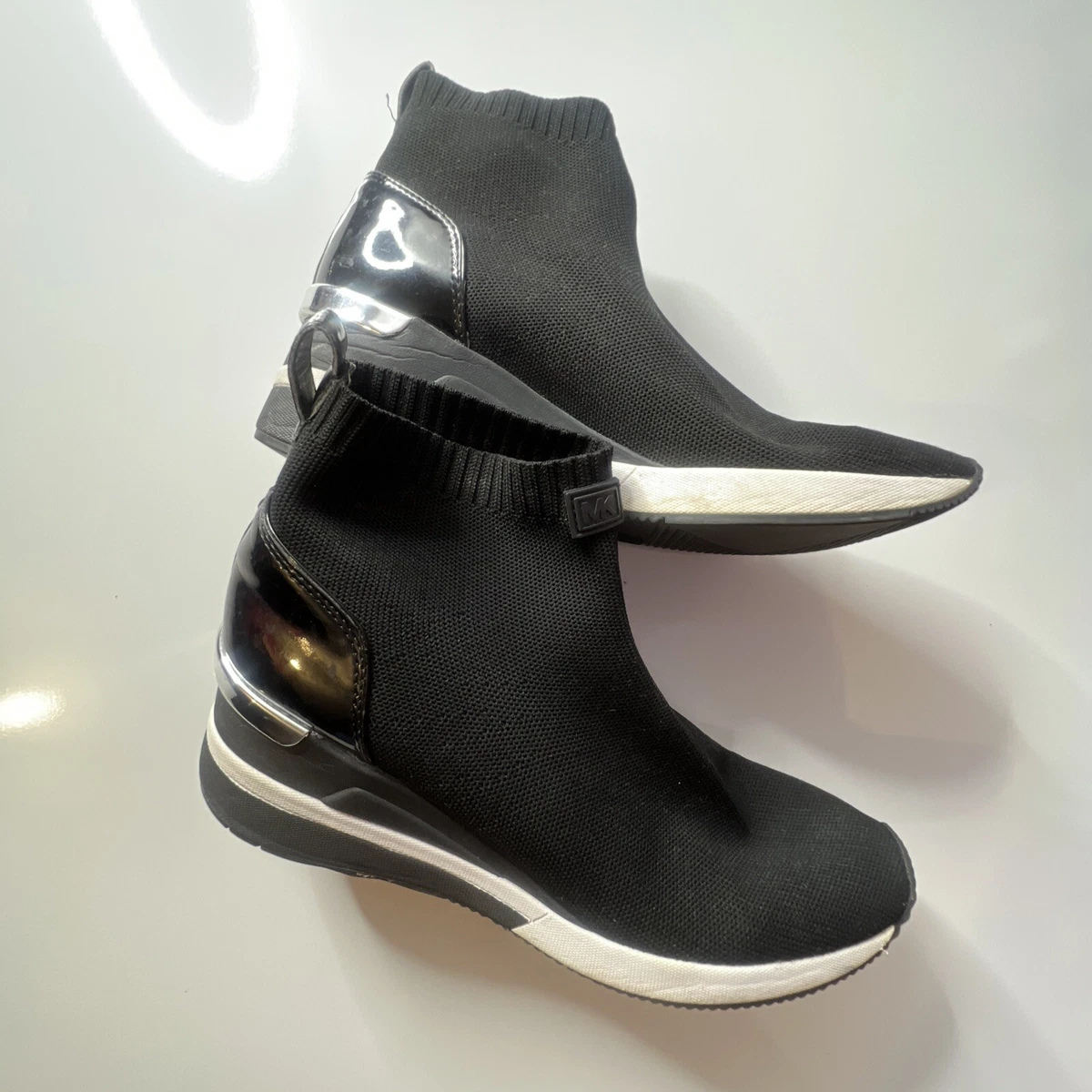 Michael Skyler Black Soft Knit/Patent High-Top Sneakers 9 M eBay