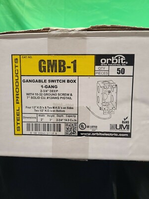 ORBIT GMB-1 SINGLE GANG 2-3/4'' DEEP GANGABLE STEEL SWITCH BOX-LOT OF 50