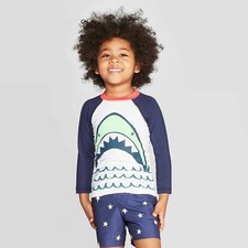 Cat Jack Toddler Boy's Shark Rash Guard Swim Shirt NWT