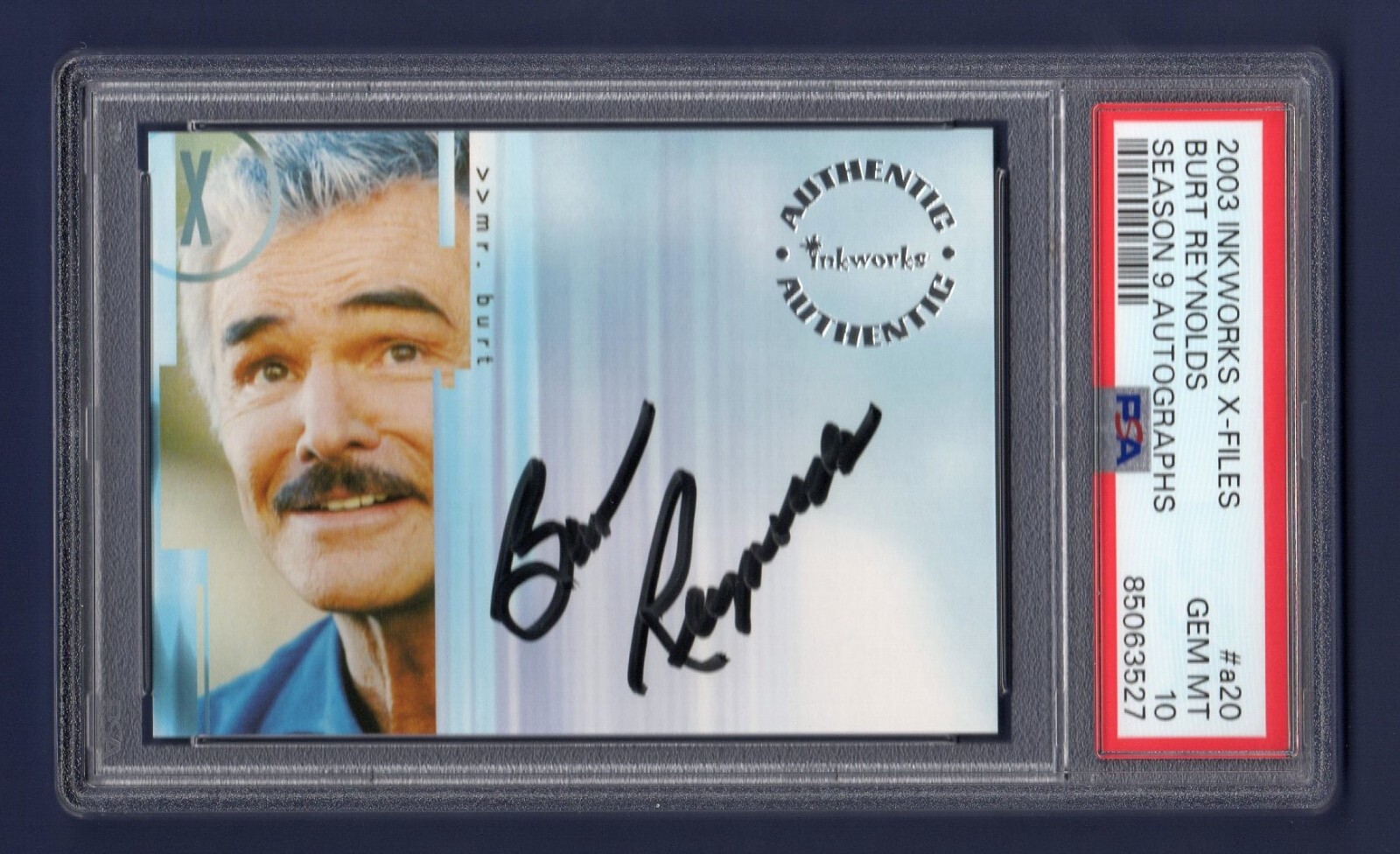 2003 Inkworks The X-Files Season 9 Autograph A20 Burt Reynolds Autographed Signed as Mr Burt PSA 10 