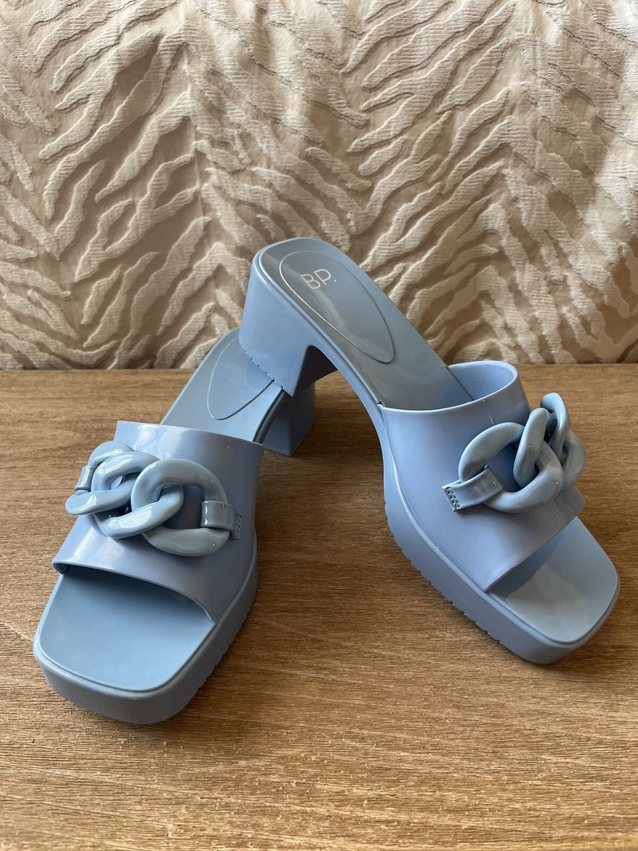 BP Lollie Jelly Platform Sandal Heel Shoe Chunky Chain Baby Blue