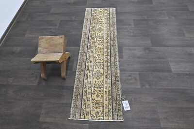 Vintage Türkischer Läufer Teppich 1x5ft Wolle Anatolisch Handarbeit Flur Oush...