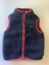 Nautica Boys 24 Mos. Fuzzy Fleece Vest Navy Blue Red Full Zip,Logo Fall Winter