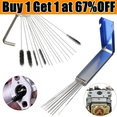 Carburetor Cleaning Kit 20 Needle 13 Wires Brush Carb Dirt Jet Cleaner Tool