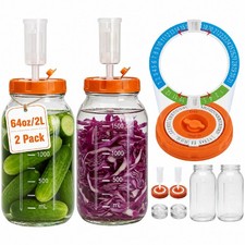 2 Pack Fermentation Kit Lids Weights Airlocks Fits 3.3 Inch Jars