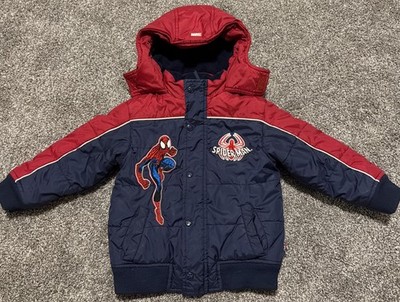 Vintage 2005 Marvel Spider-Man Puffer Jacket with Embroidered Designs 3T