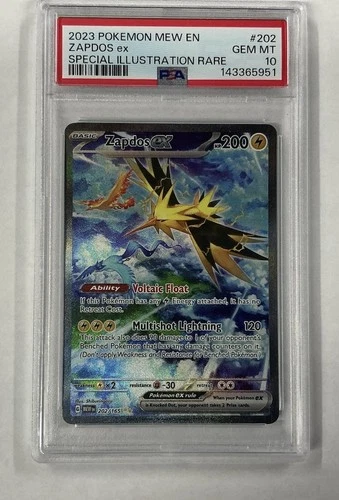 2023 POKEMON MEW EN-151 SPECIAL ILLUSTRATION RARE #202 ZAPDOS EX PSA 10