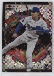 2024 Topps Finest Rare Checkerboard Refractor Yoshinobu Yamamoto #250 Rookie RC