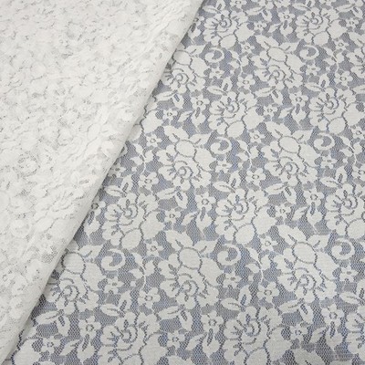 Stoff Spitze Spitzenstoff Blumenmuster cremeweiß off-white wollweiß Kleiderstoff