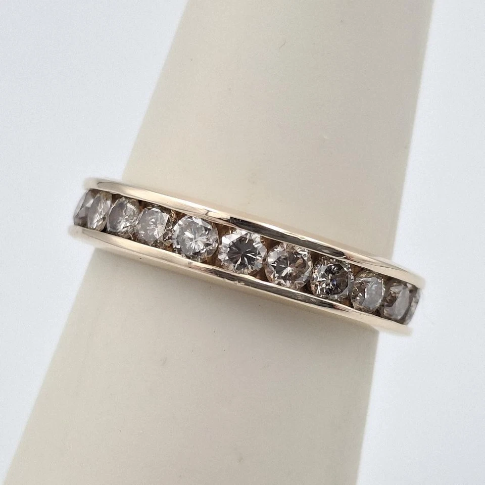 14K Yellow Gold Channel-Set Round Natural Diamond 4mm Wedding Band Ring sz 6.25 - Image 4 of 4