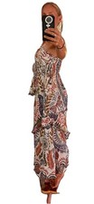Farm Rio Women’s Size Small Tropical Paisley Ruffle Tiered layer Maxi Dress Boho