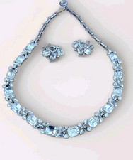 Vintage LISNER Clear Rhinestone Choker Necklace Earring Set Repair
