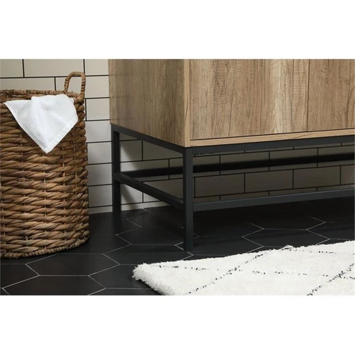 Elegant Decor Eugene 42" Aluminum MDF Single Bathroom Vanity in Natural Oak - Picture 5 of 8