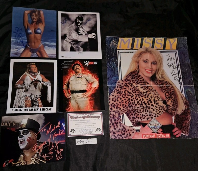 WWE ECW WWF WCW SIGNED POSTER PHOTO LOT SUNNY MISSY HYATT KATO PAPA SHANGO ADNAN