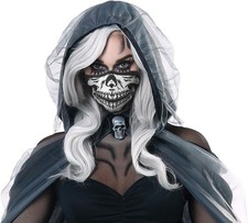 Skeleton Fabric Face Mask Skull Fancy Dress Up Halloween Adult Costume Accessory