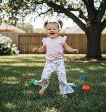 Toddler Unicorn Bell Bottoms: Floral Print, Stretchy Comfort