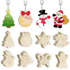Wooden Christmas Ornaments to Paint, 8 Styles DIY Blank Unfinished Wood Reind...