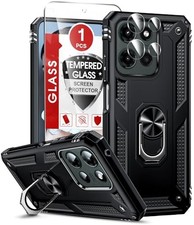 Heavy Duty Moto G 2025 Case with Screen  Camera Protectors, Magnetic Stand, Bla