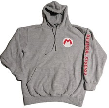 Super Nintendo World Mario Hoodie Gray Universal Studios Mens M EUC