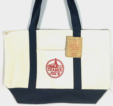 Trader Joe’s Canvas Tote Shopping Bag - LARGE CLASSIC NAVY BLUE - NEW with TAGS