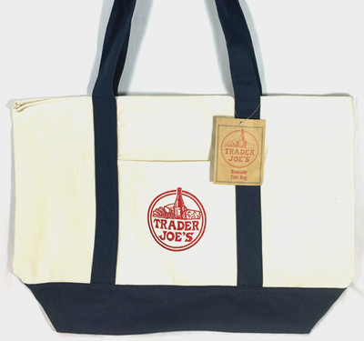 Trader Joe s Canvas Tote Shopping Bag - LARGE CLASSIC NAVY BLUE - NEW with TAGS