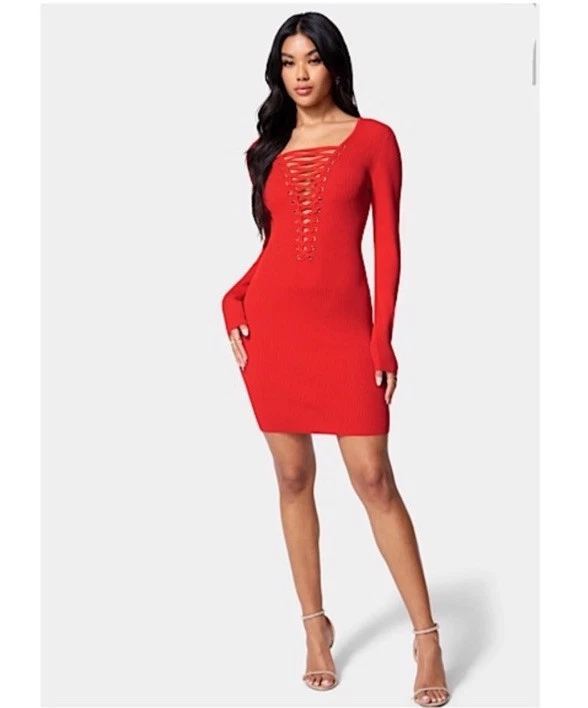 Nuevo Bebe* VESTIDO SUÉTER CON CORDONES CUELLO PROFUNDO *L Foto 3 de 4