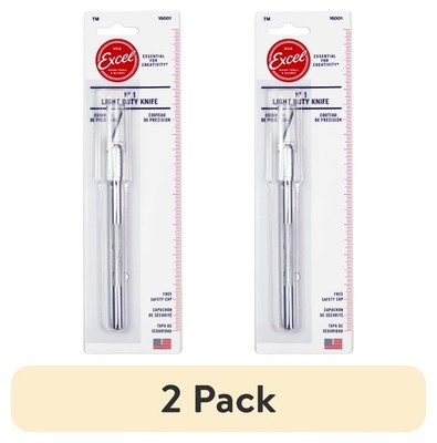 (2 pack) Excel Blades K1 Light Duty Aluminum Hobby Craft Knife with Safety Cap