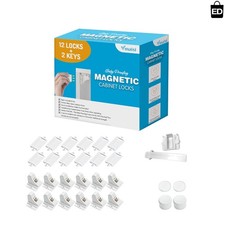 Magnetic Cabinet Locks for Children - 12 Pack with 2 Keys for Home Security
