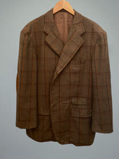 KITON Napoli 100 Cashmere Blazer Sport Coat Check Plaid Suede Elbow Patches 56