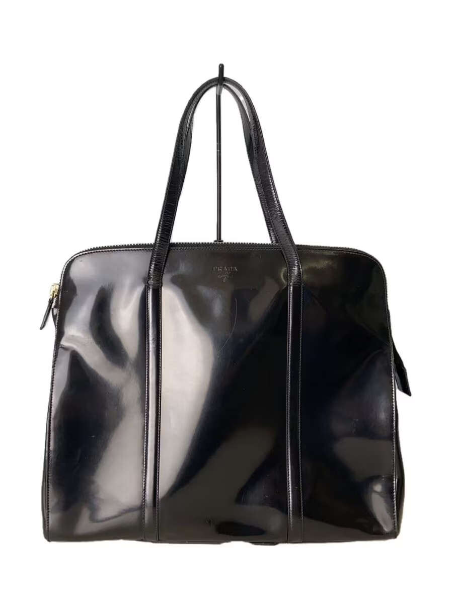 Prada black enamel plain handbag