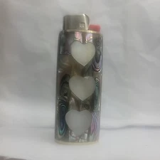 Handcrafted Abalone Shell Lighter Case – Heart Inlay – Ocean Art – Unique Gift