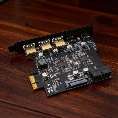 USB3.2 GEN1 PCI-E Expansion Card 5 Ports 2*Type-C 3*USB-A 19 Pin Connector 5Gb7J