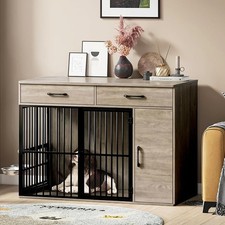 Dog Crate Furniture,Large Wooden Dog Crate with Drawers, Side Cabinet120x60x86cm