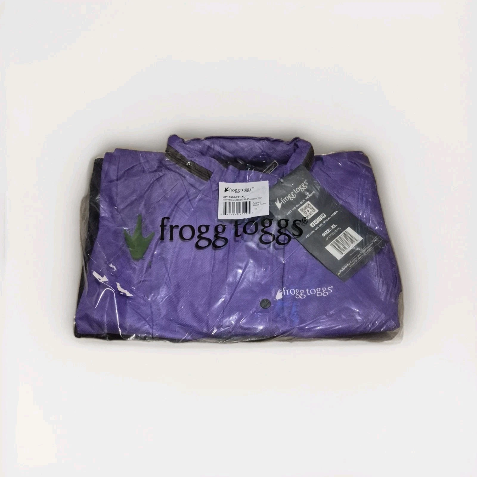 Frogg Toggs Womens Size XL Classic All Purpose RAIN JACKET & BLACK PANTS NWT