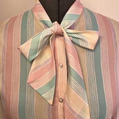 Koret Petites Vintage Pastel Striped Cottagecore Grandmacore S/M Blouse