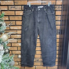 38x30 Men’s Levi Strauss 550 Relaxed Fit Faded Black Denim Jeans Red Tab Flawed