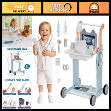 Wooden Doctor Play Set for Toddlers - Medical Cart  Accessories, Role Play Toy