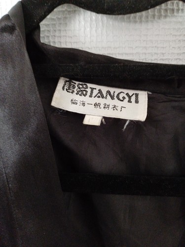 TANGYI MENS KIMONO ROBE BLACK & ORANGE EMBROIDERED SATIN XXL 42 - 48" ORENTIAL - Picture 2 of 19